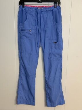 koi lite Peace Slim Fit Cargo Scrub Pants True Ceil Blue XS Petite 721